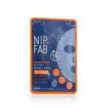 Nip + Fab 글리콜산 픽스 익스트림 버블 시트 마스크 2% 글리콜산 히알루론산 및 숯 각질 제거 리서페이싱 AHA 클렌징 페이셜 마스크 23g