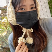 손뜨개귀도리 DIY패키지+대바늘6mm+돗바늘+동영상+도안+10호코바늘, 크림