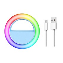 링라이트 라이브 커머스 쇼핑 led selfie ring light for mobile phone lens 휴대용 rgb colorful flash 램프 조명 for live, 푸른
