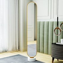 럭셔리 전신거울 카페 현관 거실 골드 스탠드 쇼룸, 블랙프레임+화이트대리석높이173cm