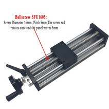 수동 슬라이딩 테이블 리니어 가이드 100 ~ 300mm 스트로크 볼 스크류 SFU1204/1605/1610 휠 스테이지 CNC, 02 SFU1605_01 50MM Stroke