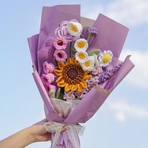 손뜨개 꽃다발 코바늘 연인 생일 선물 부케 완제품, 보라색완제품(플라워아티스트특용)