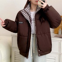 데일로엔 여성용 체크포인트 루즈핏 숏패딩 점퍼