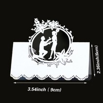 생일축하카드 팝업카드 메세지 세트흰색 레이저 컷 테이블 이름 장소 카드, 06 White XWK-68_01 50장 세트