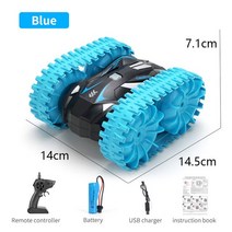 2in1 수륙 양용 RC 자동차 2.4GHz 원격 제어 보트 방수 라디오 스턴트 4WD 차량 모든 지형 해변 풀 완구 수륙, 01 파란