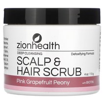 Zion Health 두피 케어 두피 모발 스크럽 비오틴 함유 핑크 자몽 작약 113g(4oz)