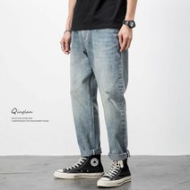 미국 복고풍 청바지 남성 조수 브랜드 느슨한 스트레이트 노란색 진흙 염색 캐주얼 아미 카키 봄과 가을 바지109970