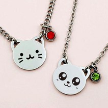 [이벤트탄생석] 써지컬스틸 캐릭터 미아방지목걸이(고양이 강아지), 커브체인(3mm)