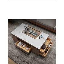 거실 리프트 테이블 소파 업 트랜스포머 좌식 탁자, 1.3 (로그컬러 수납장+화이트 조리대)