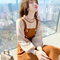 노이디제이 큐트 프릴넥 퍼프소매 니트원피스 INO402A