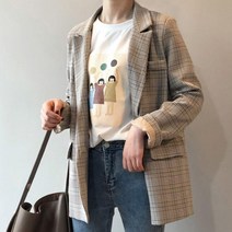 봄 무늬 체크 여름봄패션 체크외투 여자자켓 여자마이 봄자켓 반코트 외출 가을 가벼운 여성봄외투 체크자