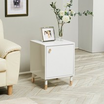 플레인 G 수납형 협탁 / 화이트 색상에 골드로 포인트