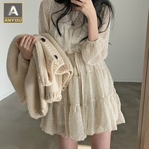 ANYOU 환절 원피스 바스락원피스 쉬폰원피스 하객룩