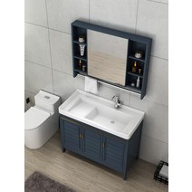 수납장 펜션 세면대 호텔 하부장세면대 욕실 좁은 세, 세면대+파란색서랍+수도꼭지+하수+거울서랍, 60cm