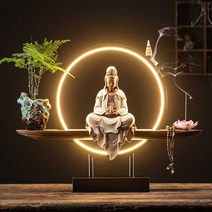 관세음보살 LED 공예 미니 불상도자기 굿즈 불교용품 조명 인테리어, 레드