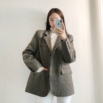드레스날다 무드더하기 오버핏 블레이저 헤링본 울 자켓