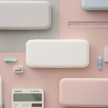 파스텔 예쁜 대용량 컴팩트 사각 필통, 그레이