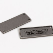 [원단쟁이] 85-725 빈티지 핸드메이드 금속라벨_메탈그레이 E1, 1개