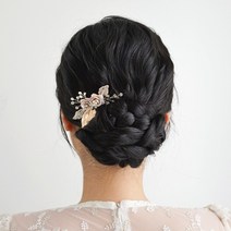 엘블랑꼬 셀프 웨딩 헤어 코사지 한복 머리장식 메탈장미 헤어핀