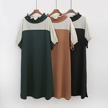 코지 여자 여름 20대30대 데일리 투톤 포인트 셔링넥 원피스