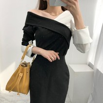 [리즈데이즈] 코디하기 쉬운 언발 배색 오프숄더 블라우스