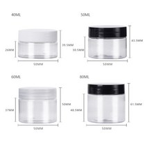 플라스틱 용기 30ml40ml50ml60ml80ml 뚜껑이 있는 투명 플라스틱 항아리 여행용 보관용 리필 가능한 빈 화장품 용기 항아리 메이크업, 80ml, 검은색