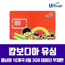 SMART METFONE 캄보디아유심 프놈펜 씨엠립 여행용 캄보디아유심칩 7일 8일 DATA무제한 라오스유심 겸용, 1개, 캄보디아 동남아10개국 8일 3GB