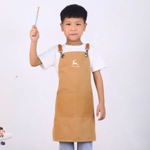 아기미술가운 아기앞치마 유아모자 꼬까참새 미술, 6.키즈 캔버스 앞치마 브라운 런닝 사슴, 1.키110cm140cm 어린이 적합