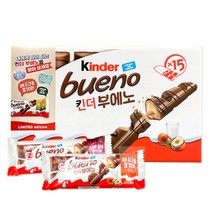 FERRERO 킨더 부에노 43g X 15개입 당충전 캠핑 등산간식 사무실 탕비실 학교 아이선물 고급초코릿 수입초코바, 1개, 645G