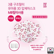 로보카폴리 유아용 3D 입체마스크 무형광 무독성 멜트블로운필터 폴리 엠버, 엠버 5매입x5팩(총25매)