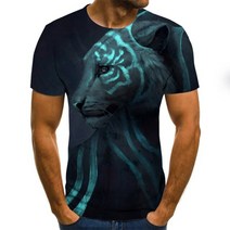남성 레오파드 야생동물 호랑이 패턴 사파리 프린트 반팔 티셔츠 캐주얼 개성 남자 반팔티22