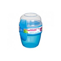시스테마 BPA-free 캡슐형 미니 런치박스 2in 1 시리얼 오트밀 요거트 도시락통 515ml, 블루