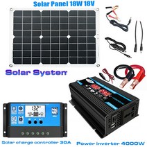 태양열발전기 태양광 캠핑 차박 미니 발전기12V ~ 110V/220V 태양 전지판 시스템 18V 배터리 충전 컨트롤러, 06 12V to 220V 4000W