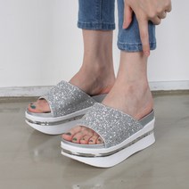 반짝이 글리터 통굽 키높이 여성 사무실 슬리퍼