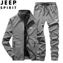 지프 스피릿 남성 지퍼 추리닝 세트 긴소매 운동복 세트 투피스 카라넥 지퍼 상의 고무줄 긴 바지 캐주얼 스포츠 웨어 빅사이즈 브랜드 정품 9909JP