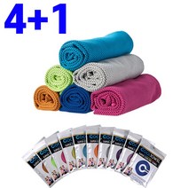 4+1 해봄 냉타올 쿨타올 땀타올 등산 타올 목수건 쿨링 타월 얼음 스포츠 수건, 그레이, 5개