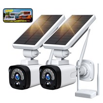 가정용CCTV 실외용 초고화질 CCTV 캠프용 태양광 발전 카메라 야외 방수 100% 가정용 무선 배터리 감시 보안 카메라 시스템 4MP, 10.AU 플러그 - 2 Cameras add 32G