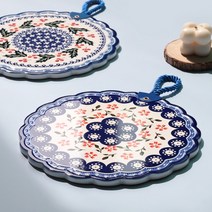 북유럽 주방 오브제 도자기 냄비받침 8종, 냄비받침 라탄패턴20x20 B