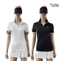 LPGA 골프웨어 여성 골지 반집업 반팔 티셔츠 L222TS517P