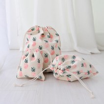 지비 귀여운 핑키 파인애플 복주머니 면 파우치