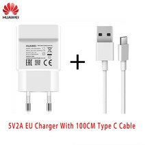 오리지널 Huawei 5V 2A EU 벽 충전기 C 케이블 노바 3i 명예 8x 7c P6 P10 라이트, 03 C타입 Cable