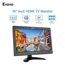 보조 가성비 모니터 호환 Eyoyo Mini TV Monitor 10 인치 IPS HDMI 1024x600 LCD (VGA AV USB Remote Control, 미국 플러그