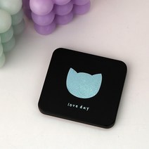 일호장신구 사각 블랙 접이식 휴대용 손 거울 반짝 펄 있는 고양이 별 달 하트 검정 휴대거울, 사각블랙접이식휴대용손거울(고양이), 1세트
