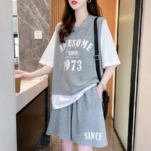 스타일아유 여성 여름 반팔 반바지 데일리 휴가룩 홈웨어 트레이닝 세트