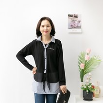 엄마옷마미소 스트라이프블라우스 카라티셔츠 빅사이즈 쉬폰키맄;셔츠 하프 중년여성의류 마담의류 하객룩 여성정장셔츠