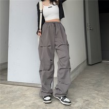 커플룩 ins 봄여름 하이 스트리트 주름 팬츠 남녀 와이드 스트레이트 팬츠 선물