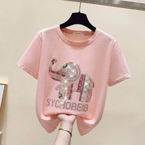 스팽클 오버핏 클럽 티셔츠 데일리 여성티셔츠 편한옷 제팬스타일 예쁜옷 홍대 프린팅
