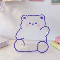 일호장신구 투명 아크릴 휴대폰 거치대 탁상 책상용 귀여운 캐릭터 곰돌이 토끼 스마트폰 태블릿 받침대, 투명아크릴휴대폰거치대(안녕곰)