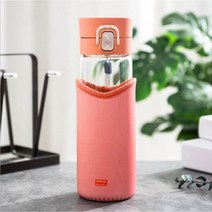 내열 유리 친환경 휴대용 보틀 차물병 티 스포츠 야외 외출 사무직 학생 원터치 물통, 480ml, 4