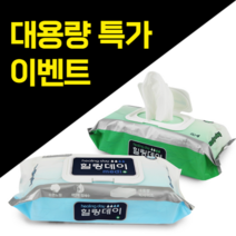 [묶음상품 특가이벤트] 대형큰물티슈 힐링데이물티슈 15팩 (60매입/팩) 20팩 (60매입/팩) 요양병원 성인용 엠보싱원단, 플레인기본형_20팩(60매/팩)
